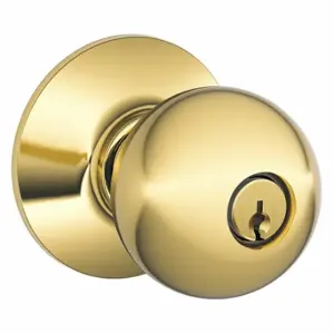 SCHLAGE F51A ORB 505 Lifetime Knob Lock, 2, Orbit, Bright Brass, Different | CU2AFL 45EH23