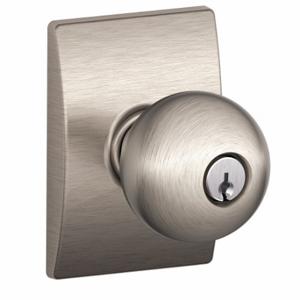 SCHLAGE F51A ORB 619 CEN Knob Lockset, 2, Orbit/Century, Satin Nickel, Different | CT9ZUW 49ZG50