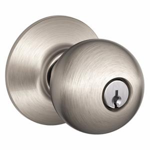 SCHLAGE F51A ORB 619 Knob Lock, 2, Orbit, Satin Nickel, Different | CU2AFR 45EH26