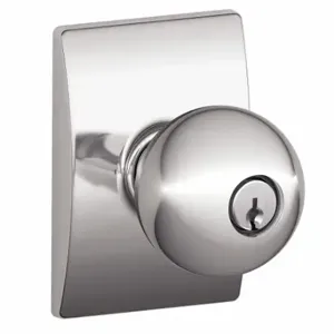 SCHLAGE F51A ORB 625 CEN Knob Lockset, 2, Orbit/Century, Chrome, Different | CT9ZUQ 49ZG51