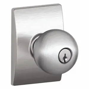 SCHLAGE F51A ORB 626 CEN Knob Lockset, 2, Orbit/Century, Satin Chrome, Different | CT9ZZT 49ZG52