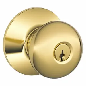 SCHLAGE F51A PLY 505 Lifetime Knob Lock, 2, Plymouth, Bright Brass, Different | CU2AFM 45EH28