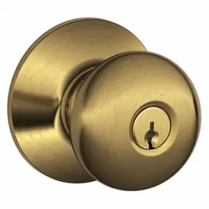 SCHLAGE F51A PLY 609 Knob Lock, 2, Plymouth, Antique Brass, Different | CU2AEU 45EH29