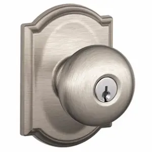 SCHLAGE F51A PLY 619 CAM Knob Lockset, 2, Plymouth/Camelot, Satin Nickel, Different | CT9ZWQ 49ZG56