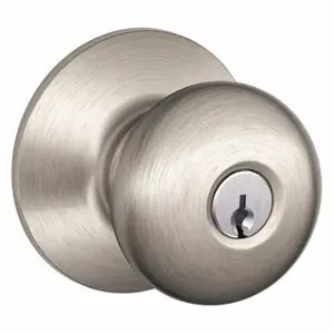 SCHLAGE F51A PLY 619 Knob Lock, 2, Plymouth, Satin Nickel, Different | CU2AFE 45EH31