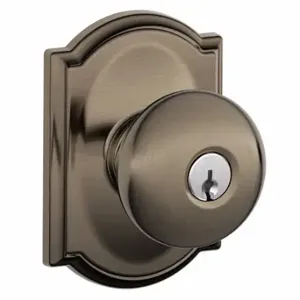 SCHLAGE F51A PLY 620 CAM Knob Lockset, 2, Plymouth/Camelot, Antique Pewter, Different | CT9ZWA 49ZG57