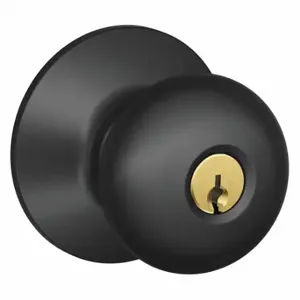 SCHLAGE F51A PLY 622 Knob Lock, 2, Plymouth, Matte Black, Different | CU2AFA 45EH33