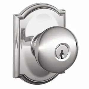 SCHLAGE F51A PLY 625 CAM Knob Lockset, 2, Plymouth/Camelot, Chrome, Different | CU2AAT 49ZG59