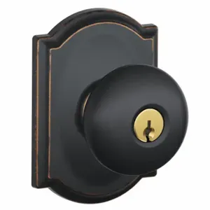 SCHLAGE F51A PLY 716 CAM Knob Lockset, 2, Plymouth/Camelot, Antique Bronze, Different | CT9ZVW 49ZG60