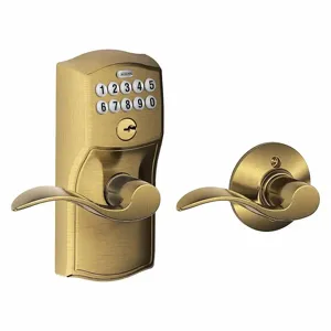 SCHLAGE FE575 CAM609ACC Electronic Lock, Entry, Push Button Keypad, Cylindrical Mounting, Zinc Alloy | CT9ZHX 457G02