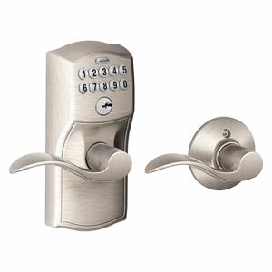 SCHLAGE FE575 CAM619ACC Electronic Lock, Entry, Push Button Keypad, Cylindrical Mounting, Zinc Alloy | CT9ZJB 457G03