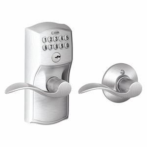 SCHLAGE FE575 CAM626ACC Electronic Lock, Entry, Push Button Keypad, Cylindrical Mounting, Zinc Alloy | CT9ZHW 457G05