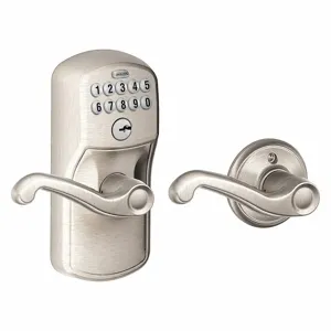 SCHLAGE FE575 PLY619FLA Electronic Lock, Entry, Push Button Keypad, Cylindrical Mounting, Zinc Alloy | CT9ZHP 457G09