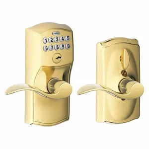 SCHLAGE FE595 CAM505ACC Electronic Lock, Entry, Push Button Keypad, Cylindrical Mounting, Zinc Alloy | CT9ZHT 457G12