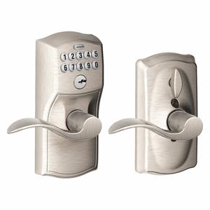 SCHLAGE FE595 CAM619ACC Electronic Lock, Entry, Push Button Keypad, Cylindrical Mounting, Zinc Alloy | CT9ZHL 457G14