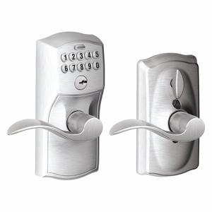 SCHLAGE FE595 CAM626ACC Electronic Lock, Entry, Push Button Keypad, Cylindrical Mounting, Zinc Alloy | CT9ZJD 457G16