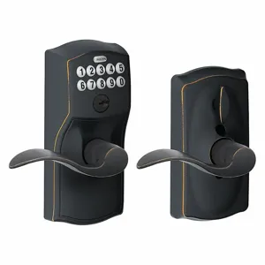 SCHLAGE FE595 CAM716ACC Electronic Lock, Entry, Push Button Keypad, Cylindrical Mounting, Zinc Alloy | CT9ZJC 457G17