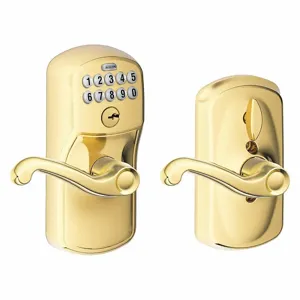 SCHLAGE FE595 PLY505FLA Electronic Lock, Entry, Push Button Keypad, Cylindrical Mounting, Zinc Alloy | CT9ZHH 457G18