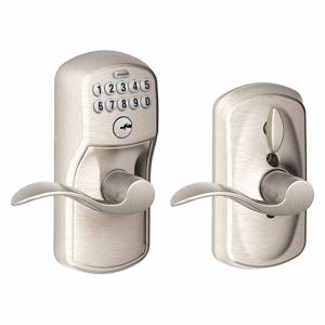 SCHLAGE FE595 PLY619ACC Electronic Lock, Entry, Push Button Keypad, Cylindrical Mounting, Zinc Alloy | CT9ZHY 457G20