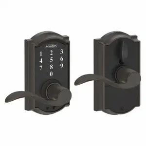 SCHLAGE FE695 CAM716ACC Electronic Lock, Entry, Touch Screen Keypad, Cylindrical Mounting, Zinc Alloy | CT9ZKP 457G33