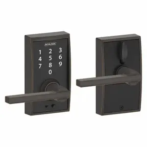 SCHLAGE FE695 CEN716LAT Electronic Lock, Entry, Touch Screen Keypad, Cylindrical Mounting, Zinc Alloy | CT9ZJY 457G42