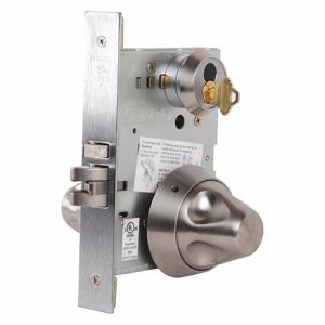 SCHLAGE L9080T SK1 630 Door Lever Lockset, 1, Anti Ligature Knob, Stainless Steel | CT9ZBX 457D11