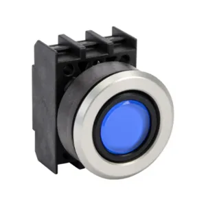 SCHMERSAL EDL.VBL Pushbutton, IP65, 30mm, Momentary, Operator Only, Plastic Base, Metal Bezel, Blue, Flush | CV7WGG