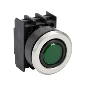 SCHMERSAL EDL.VGN Pushbutton, IP65, 30mm, Momentary, Operator Only, Plastic Base, Metal Bezel, Green, Flush | CV7WGJ