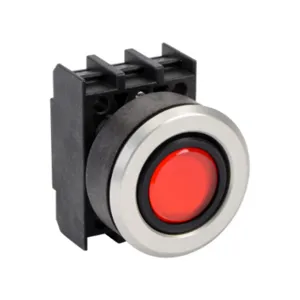 SCHMERSAL EDL.VRT Pushbutton, IP65, 30mm, Momentary, Operator Only, Plastic Base, Metal Bezel, Red, Flush | CV7WGK