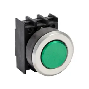 SCHMERSAL EDT.VGN Pushbutton, IP65, 30mm, Momentary, Operator Only, Plastic Base, Metal Bezel, Green, Flush | CV7WHG