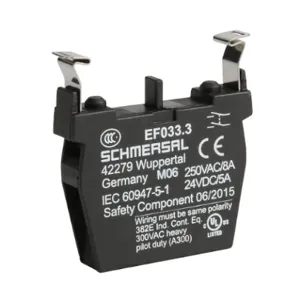 SCHMERSAL EF033.3 Contact Block, Plastic, 2 N.O. Contact, Mounting Position 3 | CV7DDT