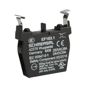 SCHMERSAL EF103.1 Contact Block, Plastic, 1 N.O./1 N.C. Contact, Mounting Position 1 | CV7DDX