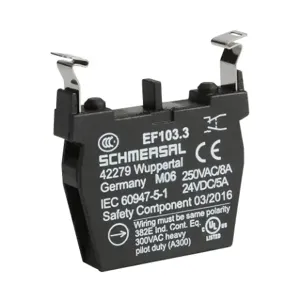 SCHMERSAL EF103.3 Contact Block, Plastic, 1 N.O./1 N.C. Contact, Mounting Position 3 | CV7DDZ