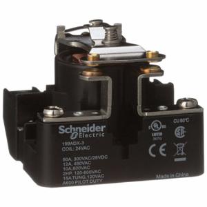SCHNEIDER ELECTRIC 199ADX-3 Open Power Relay, Surface Mounted, 50 A Current Rating, 24VAC, 4 Pins/Terminals, SPST-NO | CU2CKE 6CUR9