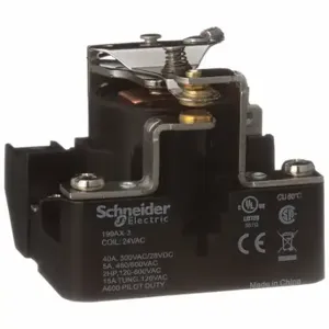 SCHNEIDER ELECTRIC 199AX-3 Open Power Relay, Surface Mounted, 40 A Current Rating, 24VAC, 5 Pins/Terminals, SPDT | CU2CJX 6CUT6