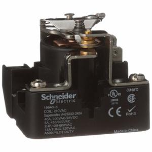 SCHNEIDER ELECTRIC 199AX-5 Open Power Relay, Surface Mounted, 40 A Current Rating, 240VAC, 5 Pins/Terminals, SPDT | CU2CJV 6CUT8