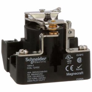 SCHNEIDER ELECTRIC 199X-2 Open Power Relay, Surface Mounted, 40 A Current Rating, 12V DC, 5 Pins/Terminals, SPDT | CU2CKJ 6CUU9