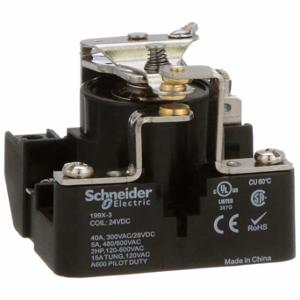 SCHNEIDER ELECTRIC 199X-3 Open Power Relay, Surface Mounted, 40 A Current Rating, 24V DC, 5 Pins/Terminals, SPDT | CU2CKB 6CUV0