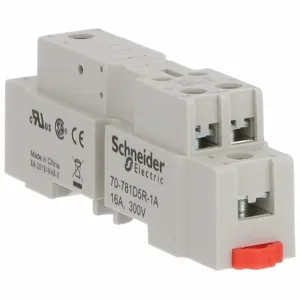 SCHNEIDER ELECTRIC 70-781D5R-1A Relay Socket, 16 A Rating, Din-Rail Socket Mounting, 5 Pins, L Socket, Std, Finger Safe | CU2DEE 6CVE2