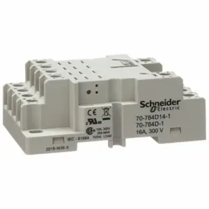 SCHNEIDER ELECTRIC 70-784D14-1 Relay Socket, 16 A Rating, Din-Rail Socket Mounting, 14 Pins, F Socket, Std, Finger Safe | CU2DED 6CVE7