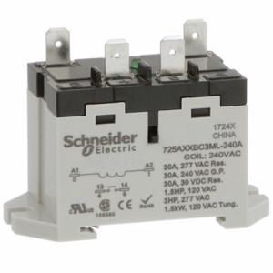 SCHNEIDER ELECTRIC 725AXXBC3ML-240A Enclosed Power Relay, Din-Rail & Surface Mounted, 30 A Current Rating, 240VAC, Spst-No | CU2BDR 6CVG1