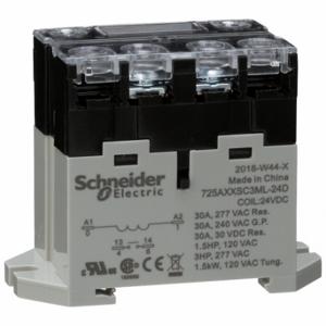 SCHNEIDER ELECTRIC 725AXXSC3ML-24D Geschlossenes Leistungsrelais, DIN-Schiene und Oberflächenmontage, 30 A Nennstrom, 24 VDC, Spst-Nr CU2BEA 6CVG8