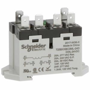 SCHNEIDER ELECTRIC 725BXXBC3ML-24D Enclosed Power Relay, Din-Rail & Surface Mounted, 25 A Current Rating, 24VDC, Dpst-No | CU2BDH 6CVH3