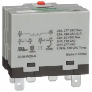 SCHNEIDER ELECTRIC 725BXXBM4L-24A Enclosed Power Relay, Socket Mounted, 25 A Current Rating, 24VAC, 6 Pins/Terminals | CU2BEF 6CVH7