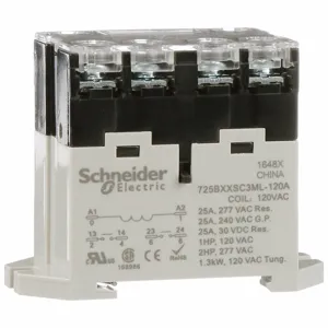 SCHNEIDER ELECTRIC 725BXXSC3ML-120A Enclosed Power Relay, Din-Rail & Surface Mounted, 25 A Current Rating, 120VAC, Dpst-No | CU2BFG 6CVH9