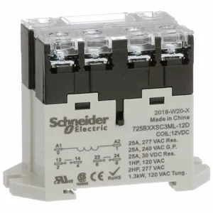 SCHNEIDER ELECTRIC 725BXXSC3ML-12D Enclosed Power Relay, Din-Rail & Surface Mounted, 25 A Current Rating, 12VDC, Dpst-No | CU2BDE 6CVJ0