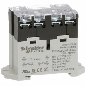 SCHNEIDER ELECTRIC 725BXXSC3ML-240A Enclosed Power Relay, Din-Rail & Surface Mounted, 25 A Current Rating, 240VAC, Dpst-No | CU2BFL 6CVJ1