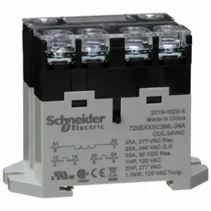 SCHNEIDER ELECTRIC 725BXXSC3ML-24A Enclosed Power Relay, Din-Rail & Surface Mounted, 25 A Current Rating, 24VAC, Dpst-No | CU2BDG 6CVJ2