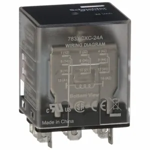 SCHNEIDER ELECTRIC 783XCXC-24A General Purpose Relay, Socket Mounted, 15 A Current Rating, 24 VAC, 11 Pins/Terminals | CU2BJZ 6CWG7