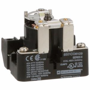SCHNEIDER ELECTRIC 8501CO8V29 Open Power Relay, Surface Mounted, 30 A Current Rating, 480VAC, 4 Pins/Terminals, SPST-NC | CU2CJK 55WG26